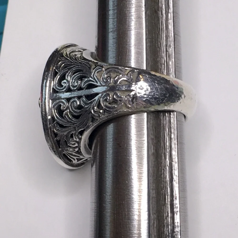 Konstantino Gold and Light Blue Gemstone Oval Filigree Ring - Picture 7 of 10